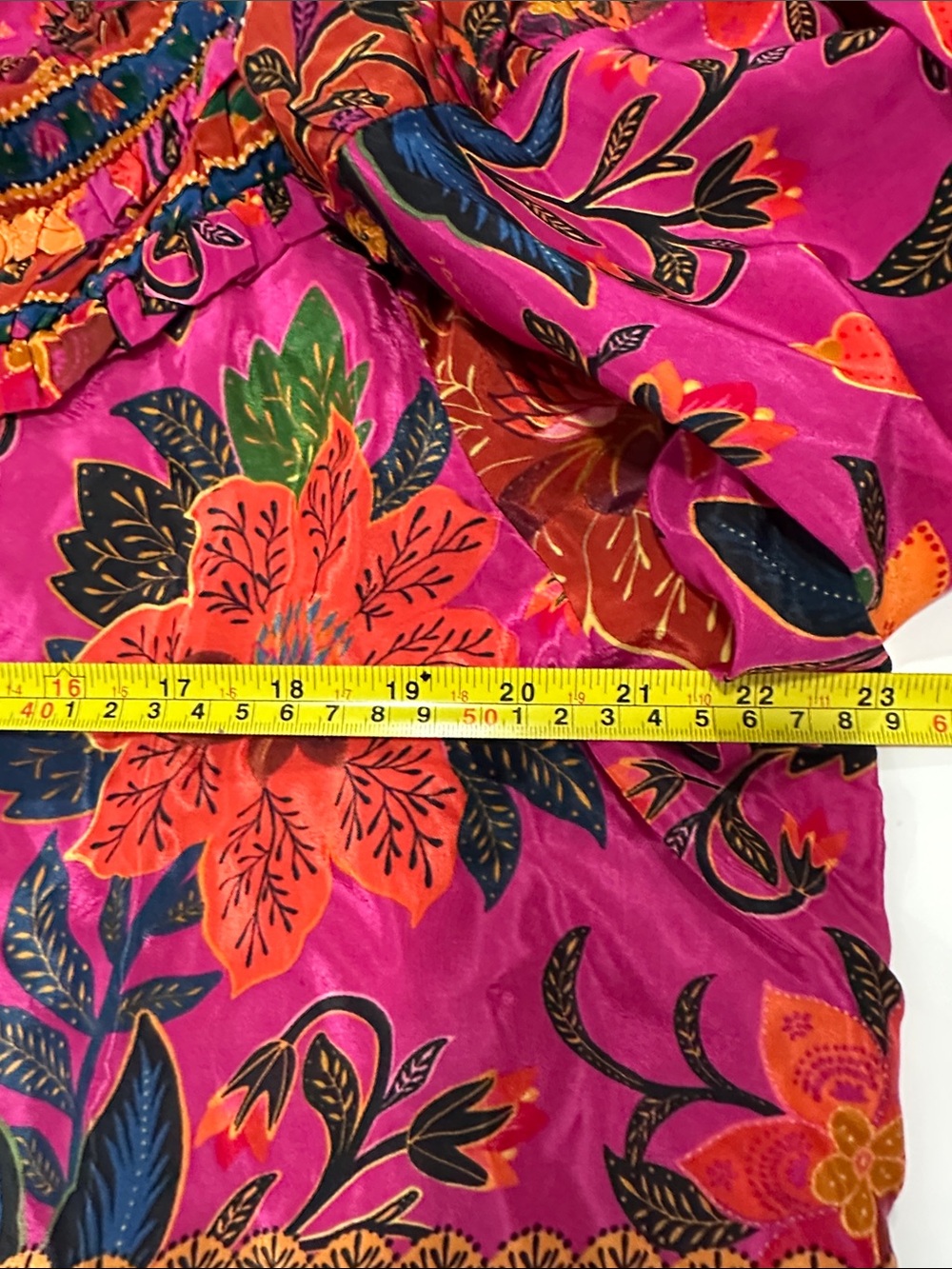 FARM Rio Pink Floral Ruffled Blouse with Orange and Green Accents - Picture 12 of 12